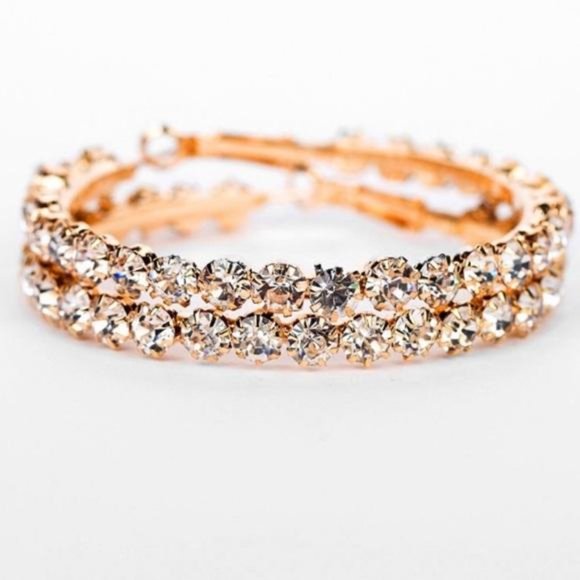 NEW 18K Gold Diamond Round Hoop Earrings, beautiful Earrings, cute Earrings - Picture 2 of 5